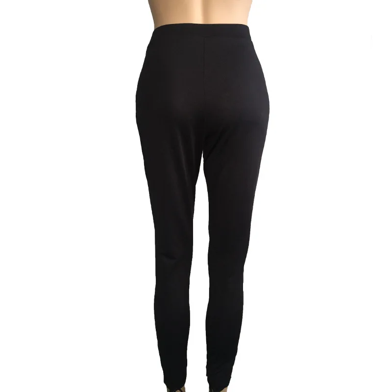 Frauen Schwarz Leggings Sexy Umreifung Strang Leer Seil Slim Fit Außen Tragen Hosen Mit Löcher Vorderes Lila Rot Große Größe vier – Detail 9