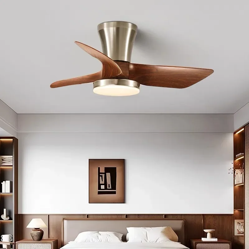 Modern Silent integrated Bedroom Ceiling Fan Lamps Retro Wood Dining Room Living Room High Wind Power Remote Ceiling Fan Lights - Image 4