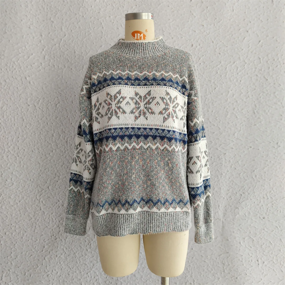 2026 Winter Women Christmas Knitwear Full Sleeve Mock-neck Warm Thick Sweaters Casual Loose Y2k Style Jumpers Soft Pullover Tops view 4