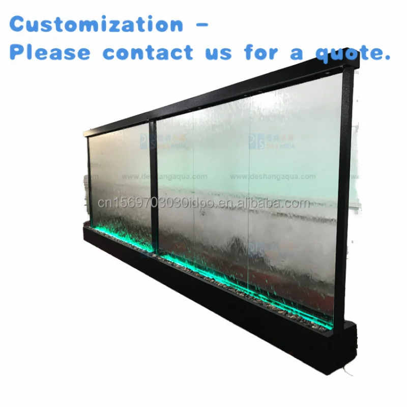 

custom.Contemporary Design Indoor Waterfall Fountain Shopping Mall & Restaurant Decoration Glass Wall Features