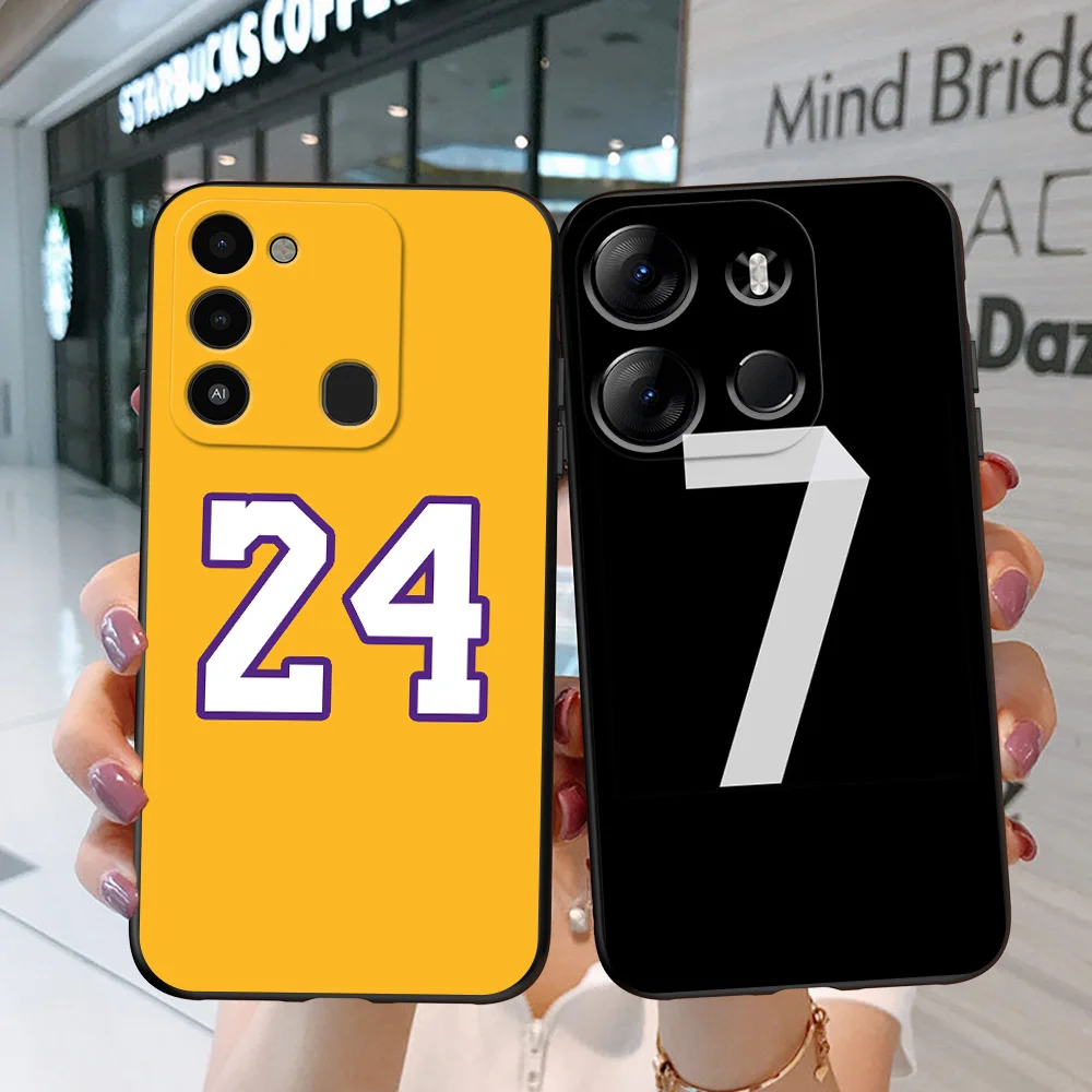 BLACK TPU CASE FOR ITEL A60 P40 VISION 5 A18 S18 INFINIX SMART 7 PLUS 7HD HOT 30 30I PLAY NOTE ZERO ULTRA 5G football numbers