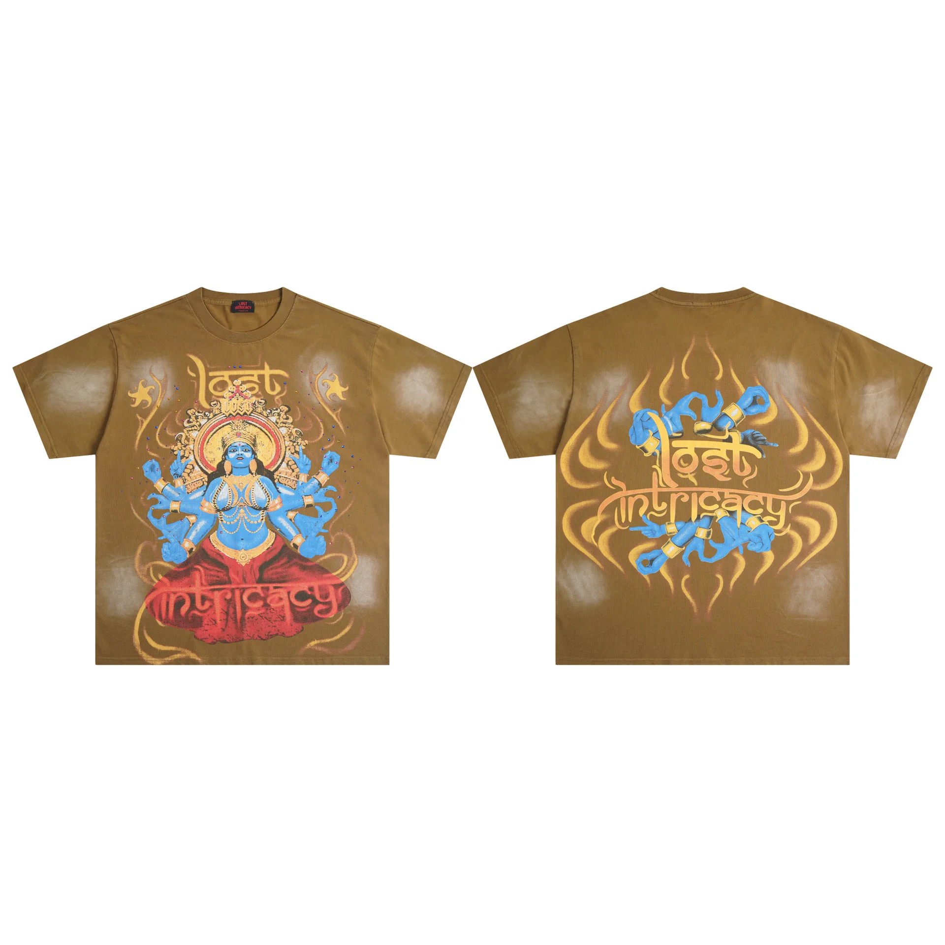 

Washed Lost Intricacy T-shirt Classic Colorful Female Portrait Print T Shirt Men Women High Quality Streetwear Short Sleeve Tops