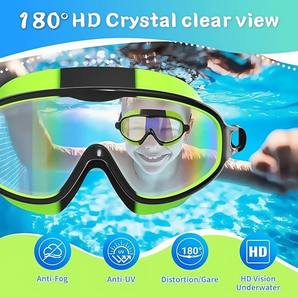 Kids Large Frame Swimming Goggles Anti-Fog UV380 Protection Colorful Clear Vision Swimming Goggles for Youth Children(3-15Age） view 5