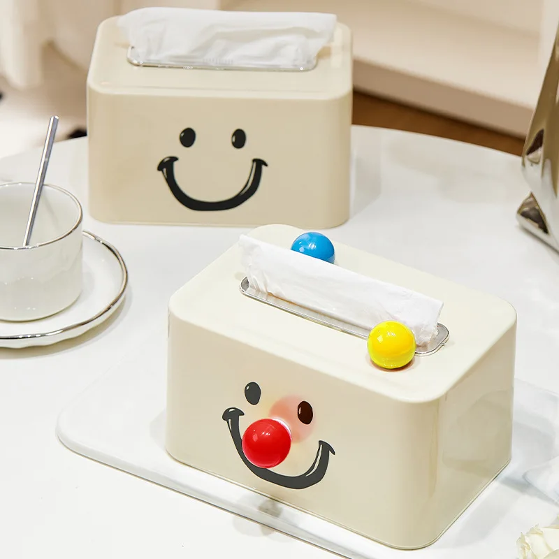 Simple Cream Air Tissue Box Cute Colorful Ball Tissue Wipes Face Towel Storage Box Multi-functional Table Decoration Organizer