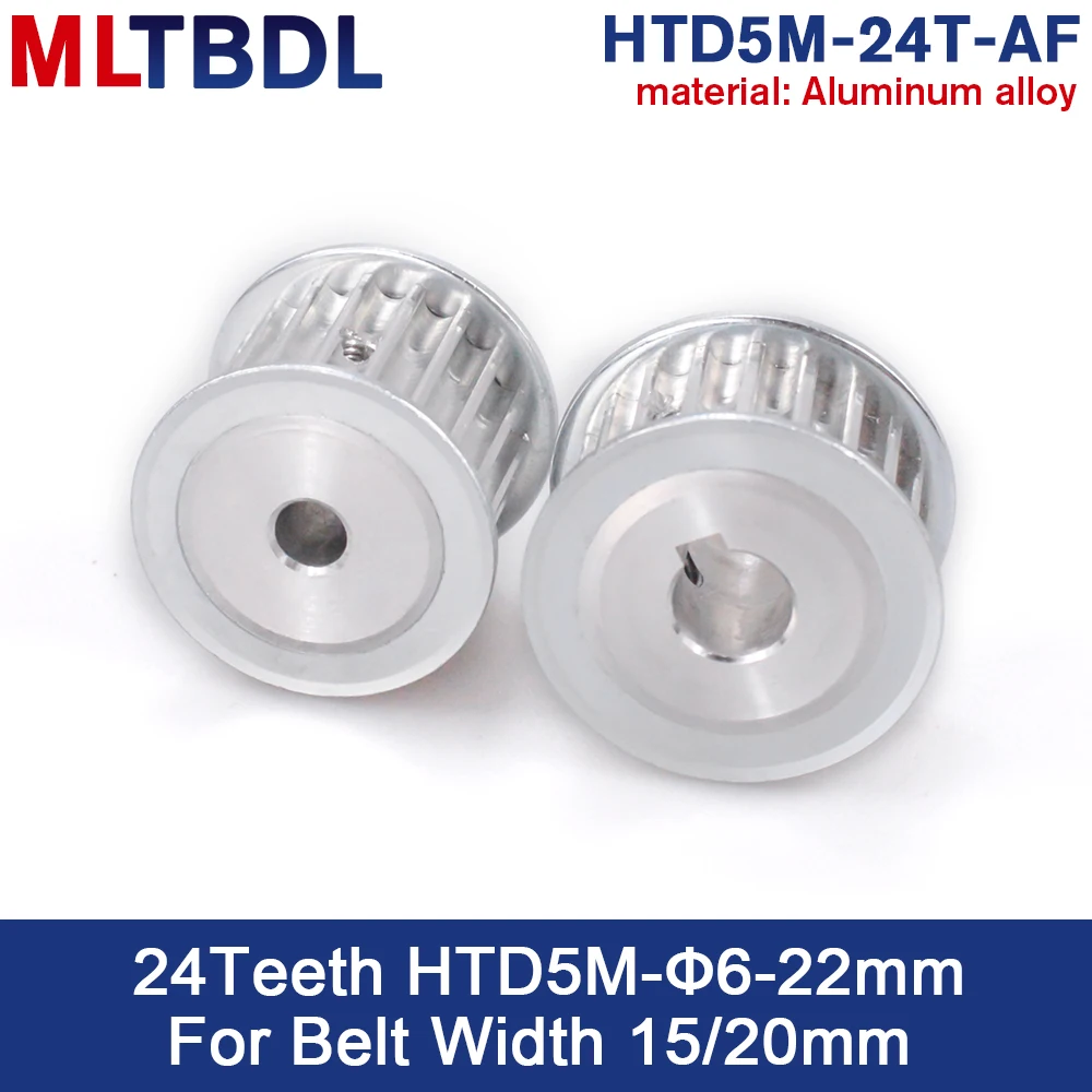 HTD 5M 24 Teeth Timing Synchronous Pulley Bore 6/7/8/10/12/14/15/16/17/19/20/22mm for Width 15mm 5mm Pitch HTD5M 24T AF aluminum