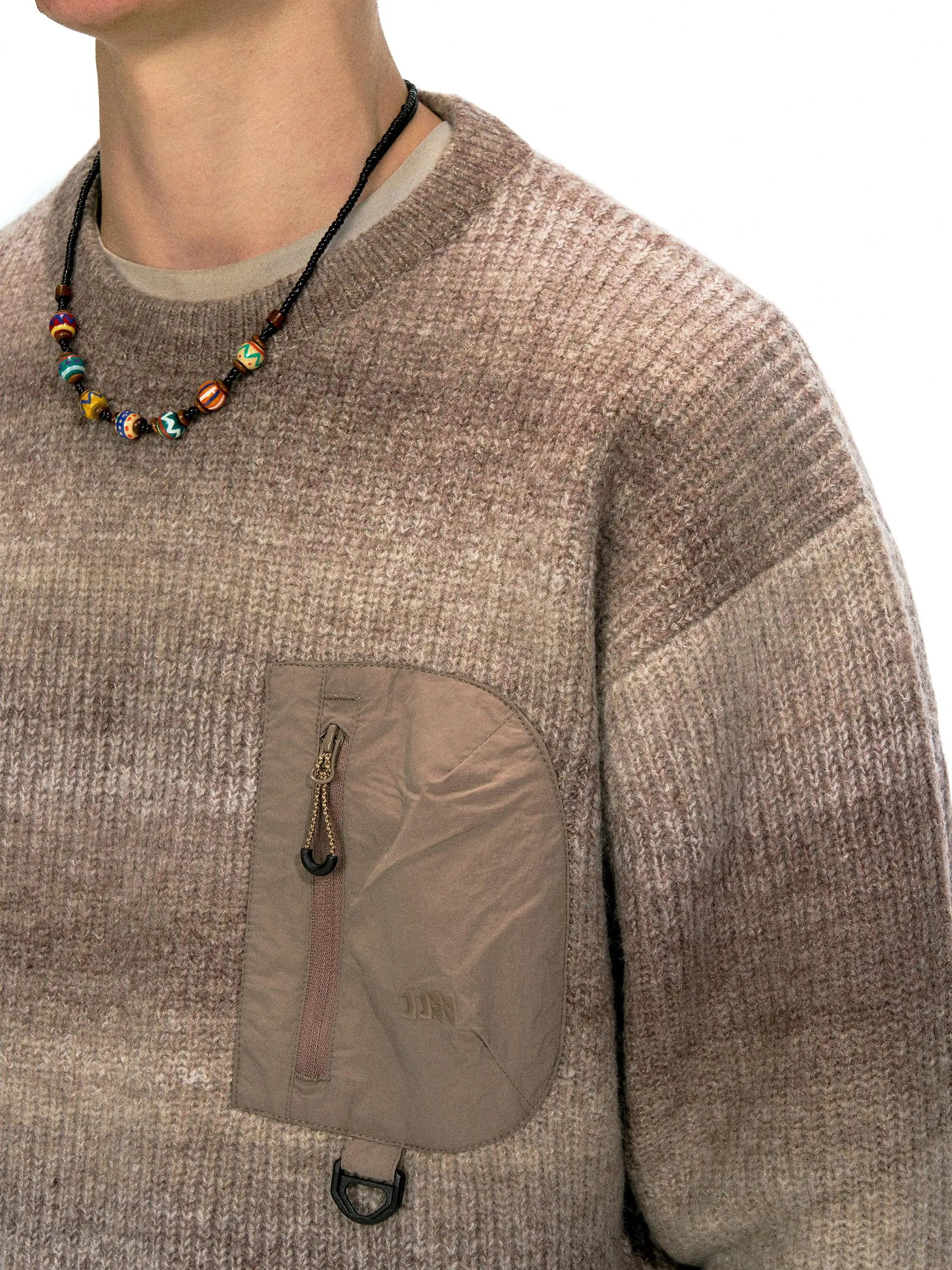 Nothomme Mixed Fiber adient Color Knitted Sweater with ket Outdoor Warm Base Layer Long Sve round Ne Pullover