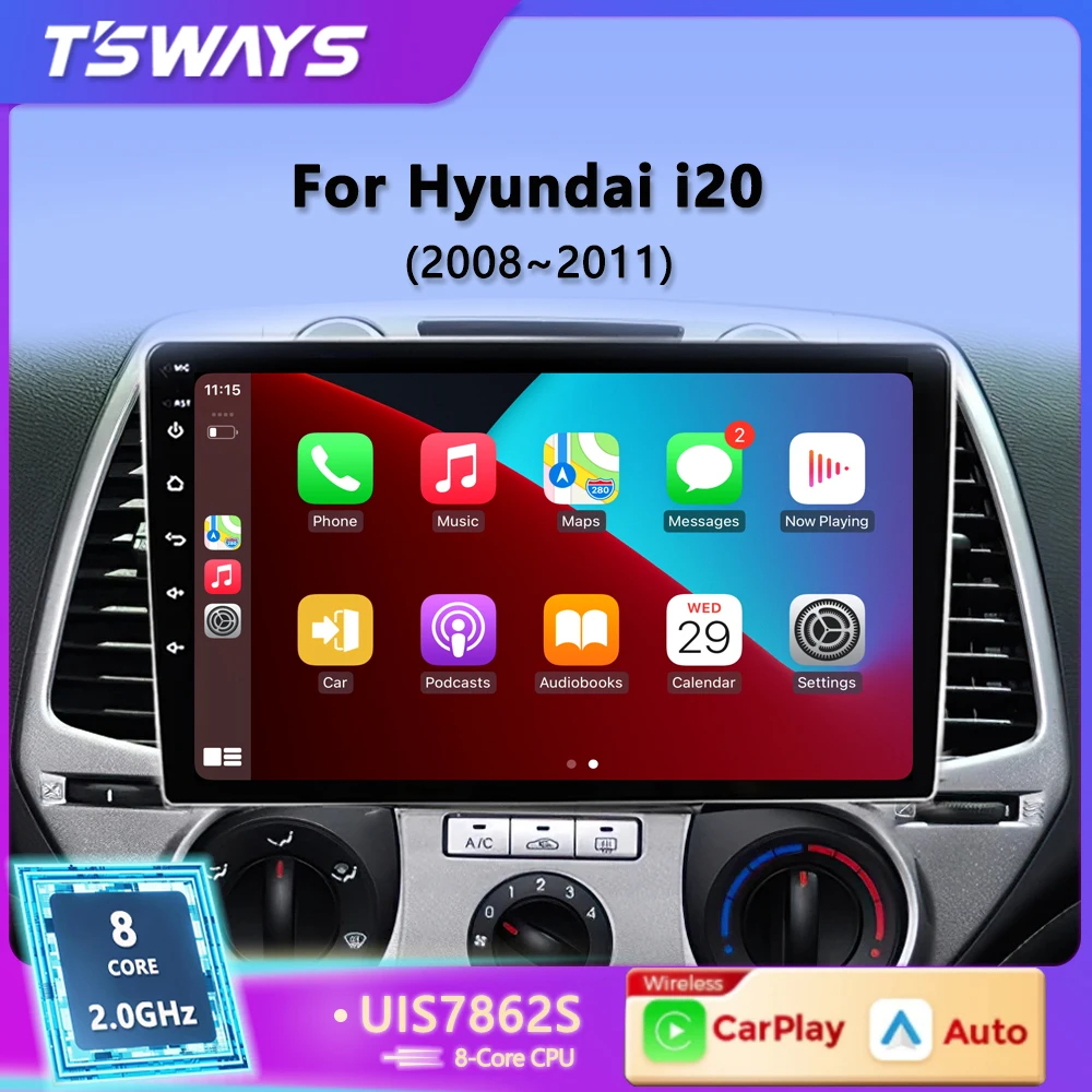 Tsways L6pro 2 din Android 12 Auto Car Radio Multimedia For Hyundai I20 2008 - 2012GPS Navigation 2Din Carplay Stereo dvd Player