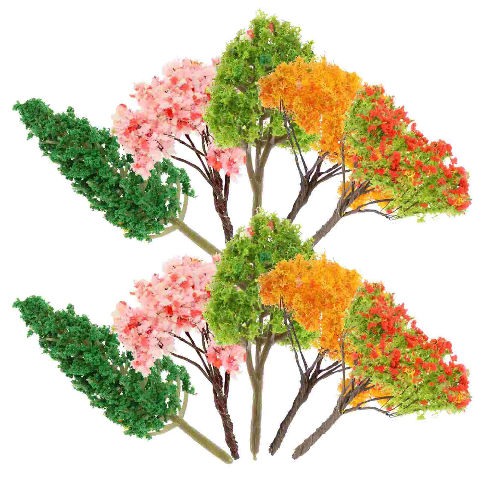 10 Pcs Mini Tree Set Miniature Models Trees Artificial Train Track Green Scenery Small Decoration Plastic