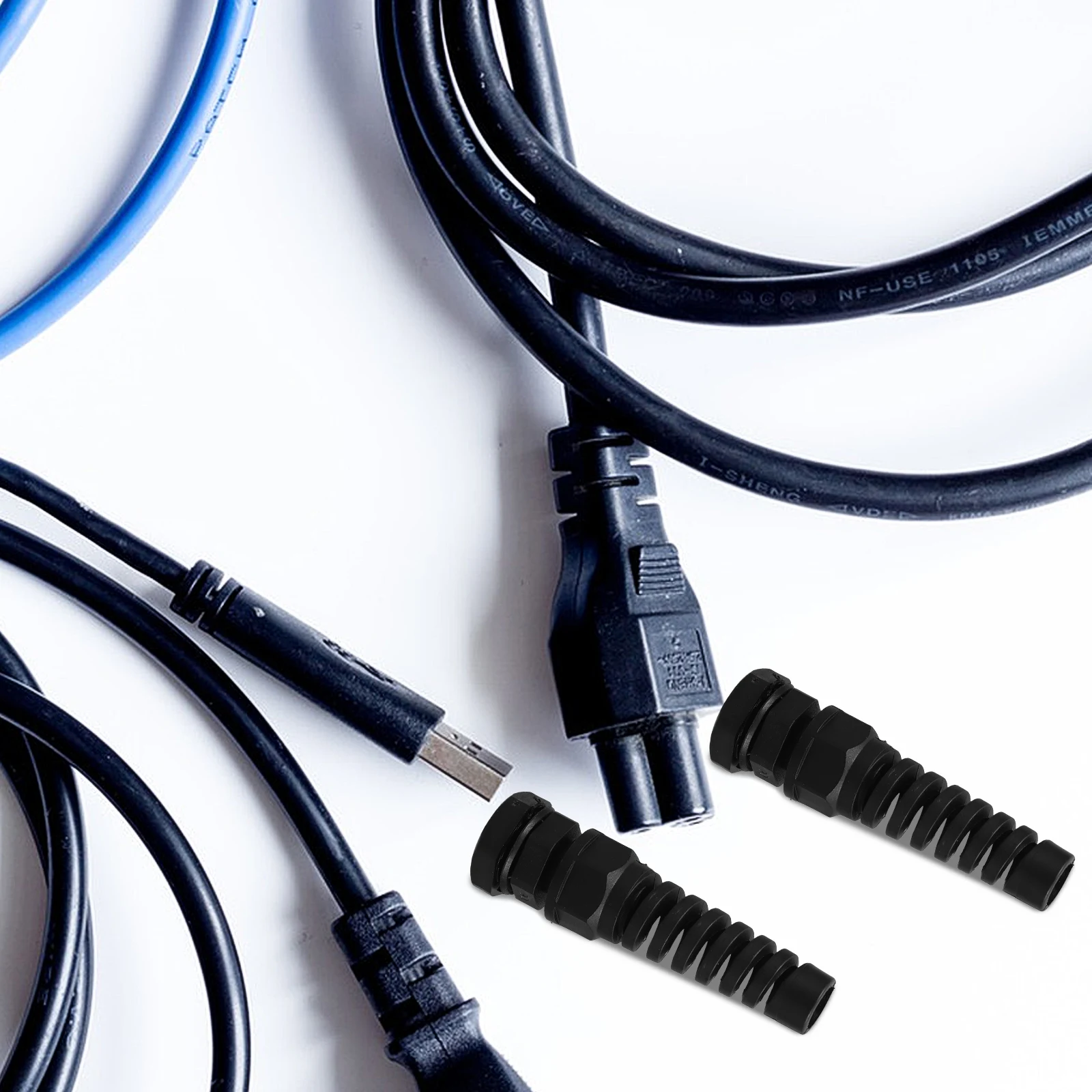 10pcs Strain Relief Waterproof Wire Grommet Nylon Spring Style Cable Joints Plastic Adjustable Cable Glands Set Versatile Sturdy