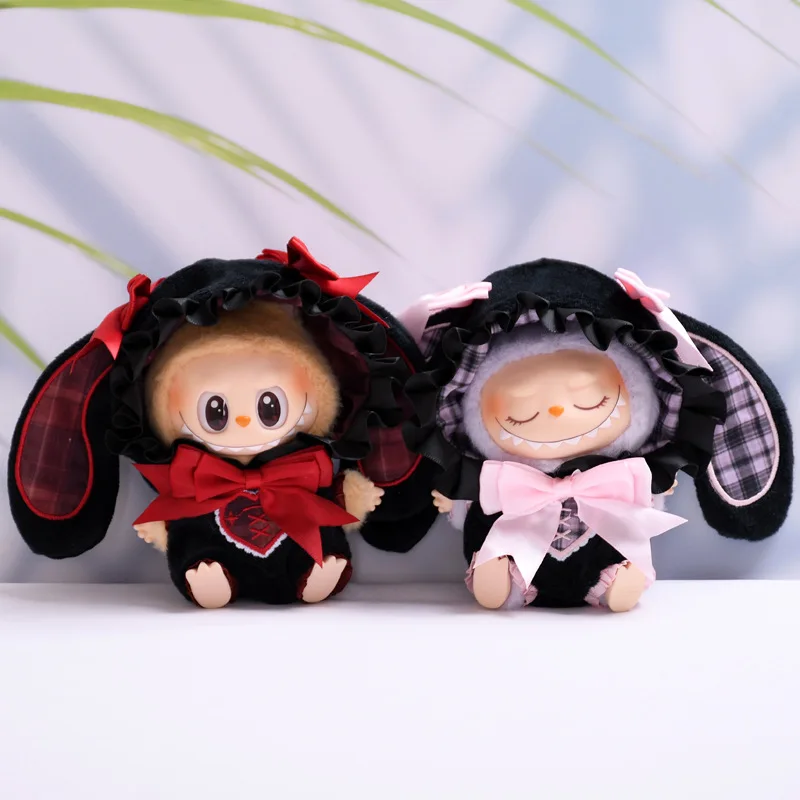 

For 15-17cm Labubu Doll Clothes Party Rabbit Ear Hooded Clothes Labubu Doll Clothes Cute Outfit