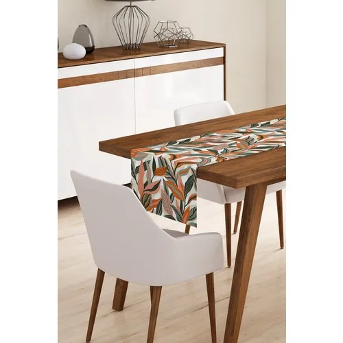 Bk Home Decor Modern Orange Khaki Leaf Pattern Runner