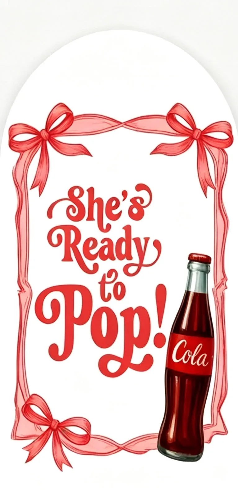 Custom Double-Sided She's Ready to Pop Baby Shower Arch Backdrop Cover Soda Drink Red Square Birthday Party Photobooth