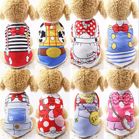 Cartoon Pet Dog Clothes for Dog Summer Puppy Vest Clothing for Small Dogs Chihuahua Yorkshire Shirt Pet T-shirt Cat Costume 6c4Q