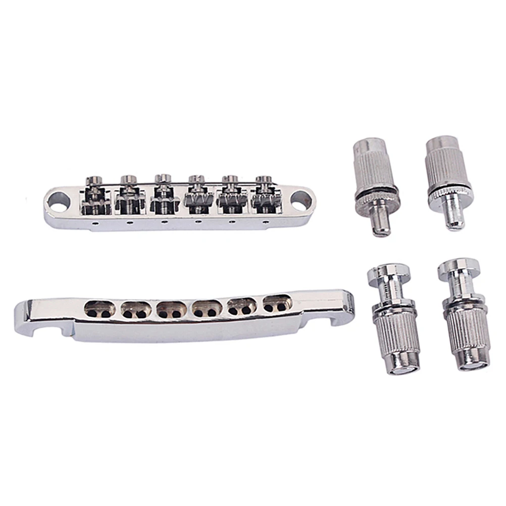 

Electric Bridge Tailpiece Zinc Alloy Saddle Hardware Replacement Durable Electric Guitar Parts Guitar Accessories
