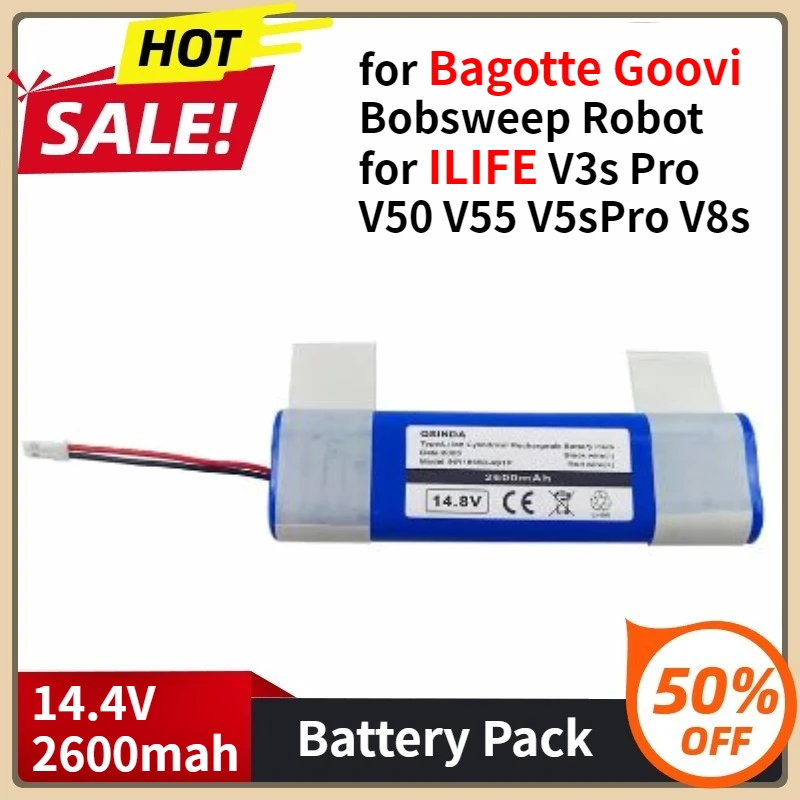 

Rechargeable Li ion Battery for Bagotte Goovi Bobsweep Robot ILIFE V3s Pro V50 V55 V5sPro V8s Vacuum Cleaner 2600mAh Battery