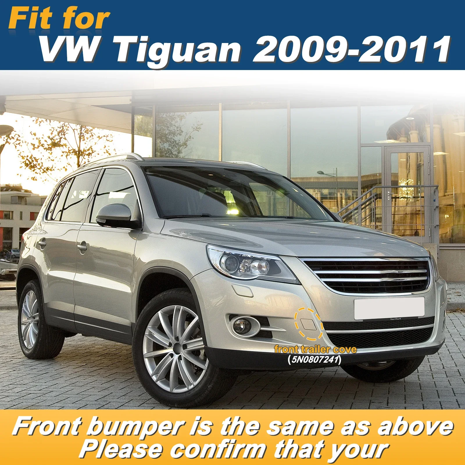 For VW Tiguan 2009-2011 Front Bumper Tow Hook Towing Eye Cover Replacement Genuine Part 5N0807241