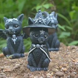 1pc for Black Cat Statue Mysterious Cute Cat Witch Cat Figurine Witches Decor Desk Ornament Hand-Painted Sculpture for Halloween