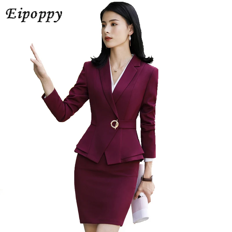 

Spring Two Piece Set Women Suits Long Sleeve Blazer And Mini Skirt Elegant High Fashion Chic Lady 2 Piece Set Women Blazer