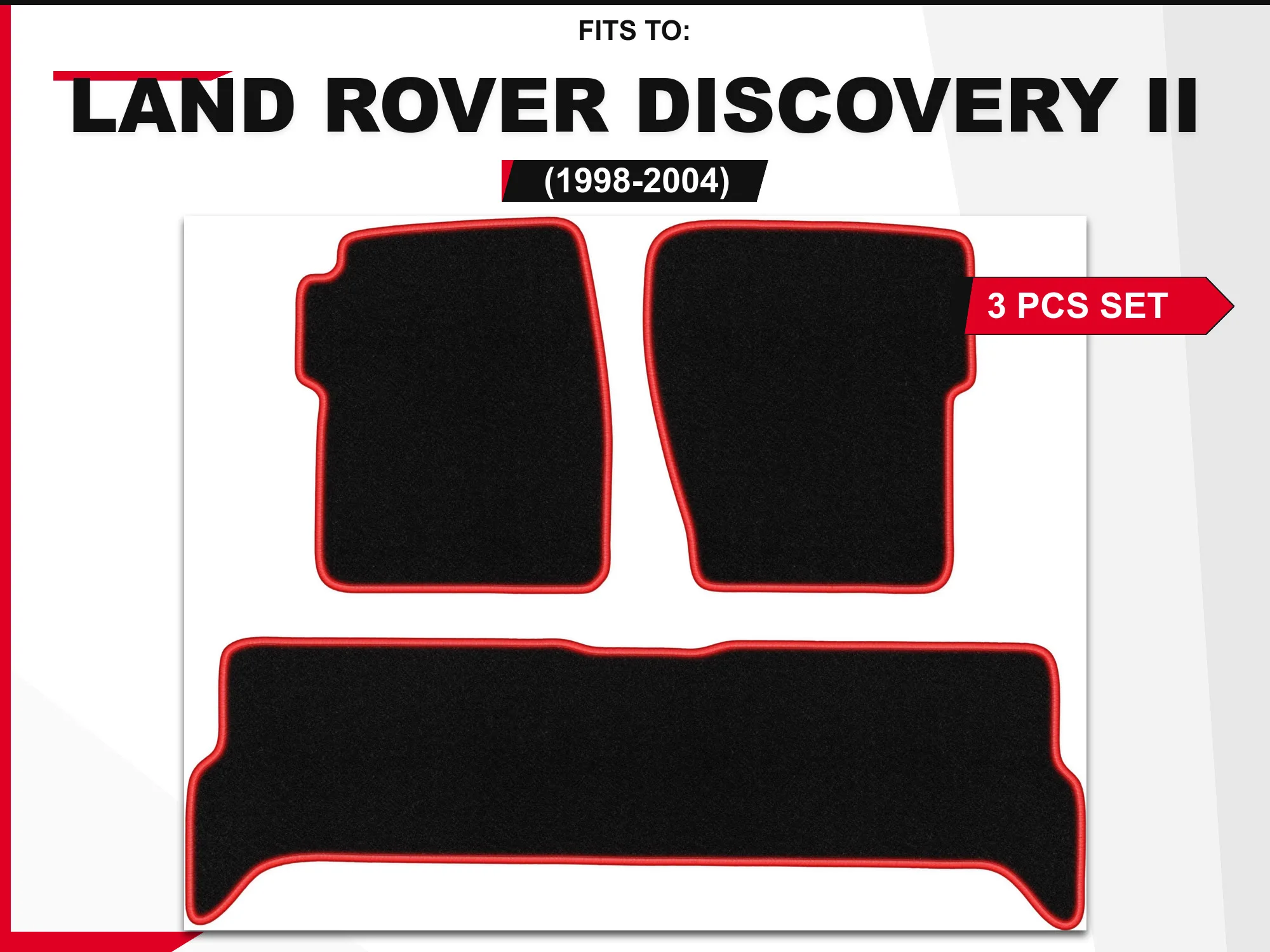 Tapis de sol en velours pour : Land Rover Discovery II 1998-2004, 3 pièces. Tapis de sol de voiture sur mesure, ensemble