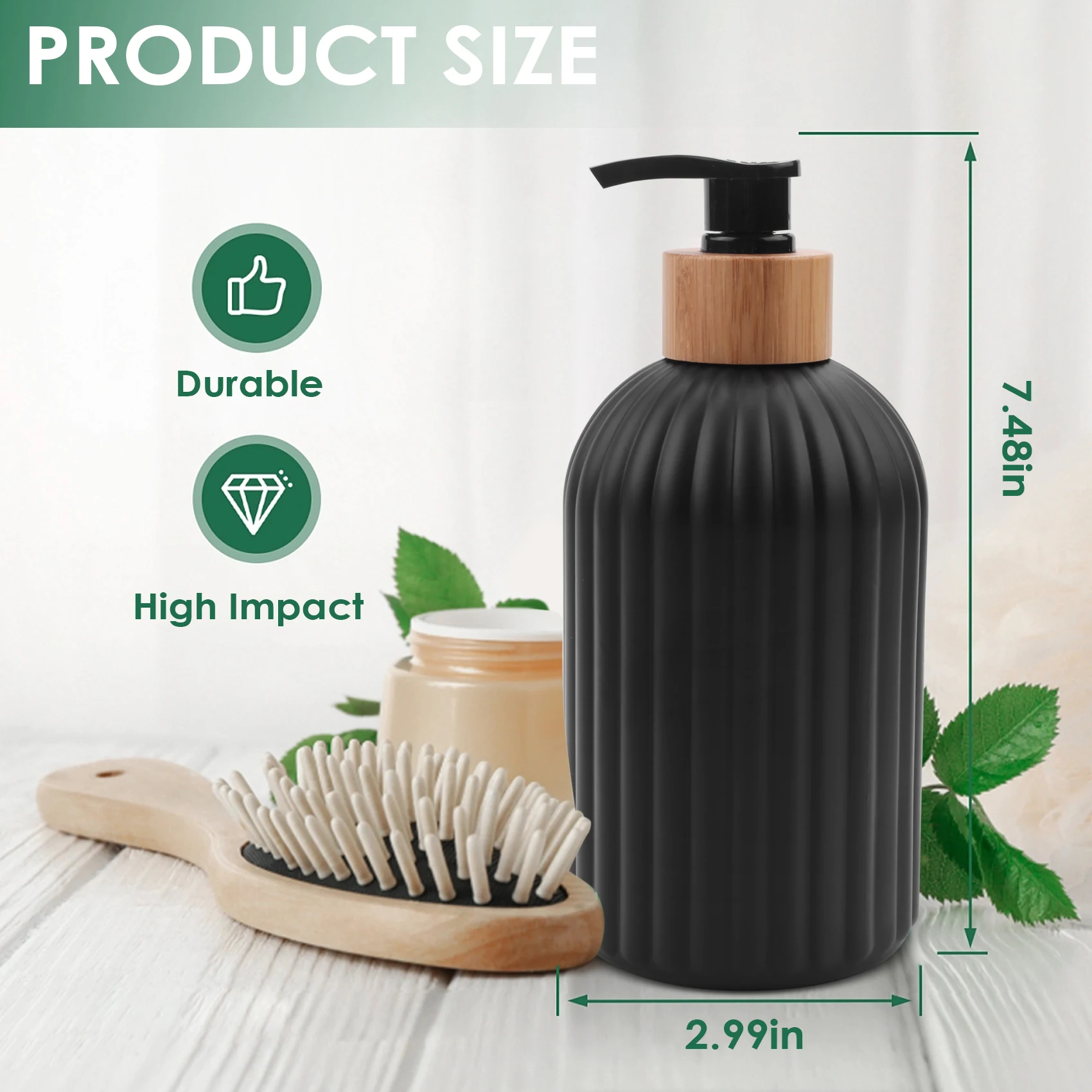 موزع صابون زجاجي سعة 14 أونصة مع صينية خشبية، مجموعة موزع صابون اليد والأطباق مكونة من قطعتين، ديكور المطبخ والحمام والمزرعة-A57X #5