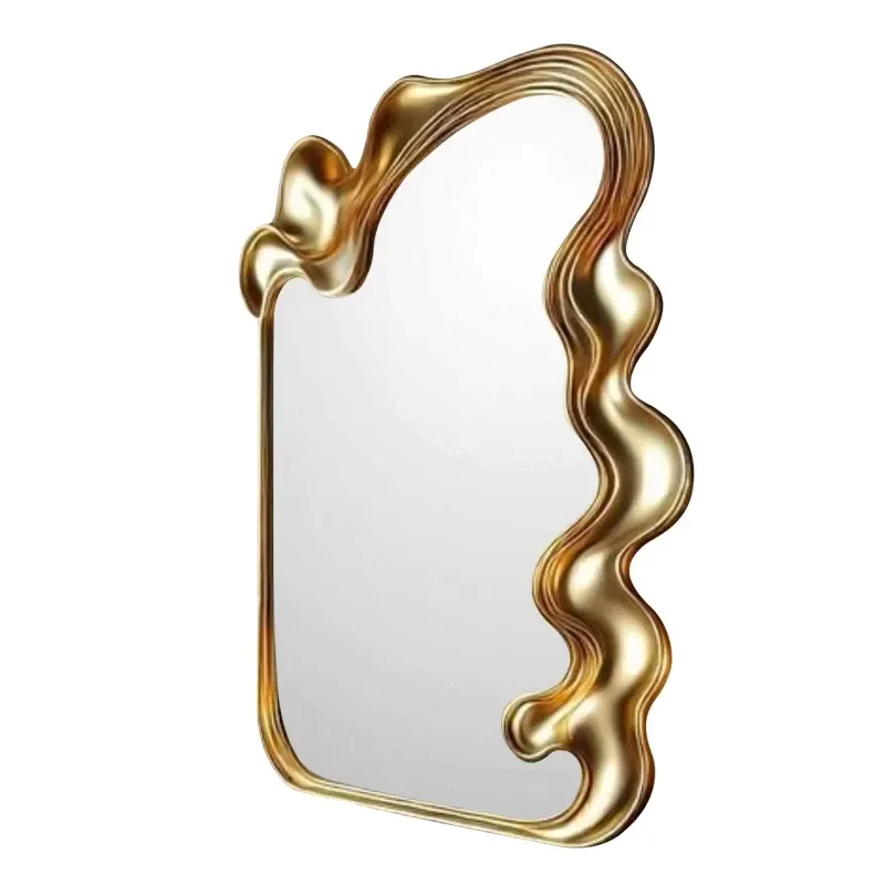 Retro High End Floor Mirror Art Entry Full Length Mirror Special Shaped Creative Wall Mounted Fitting Mirror Wavy view 5