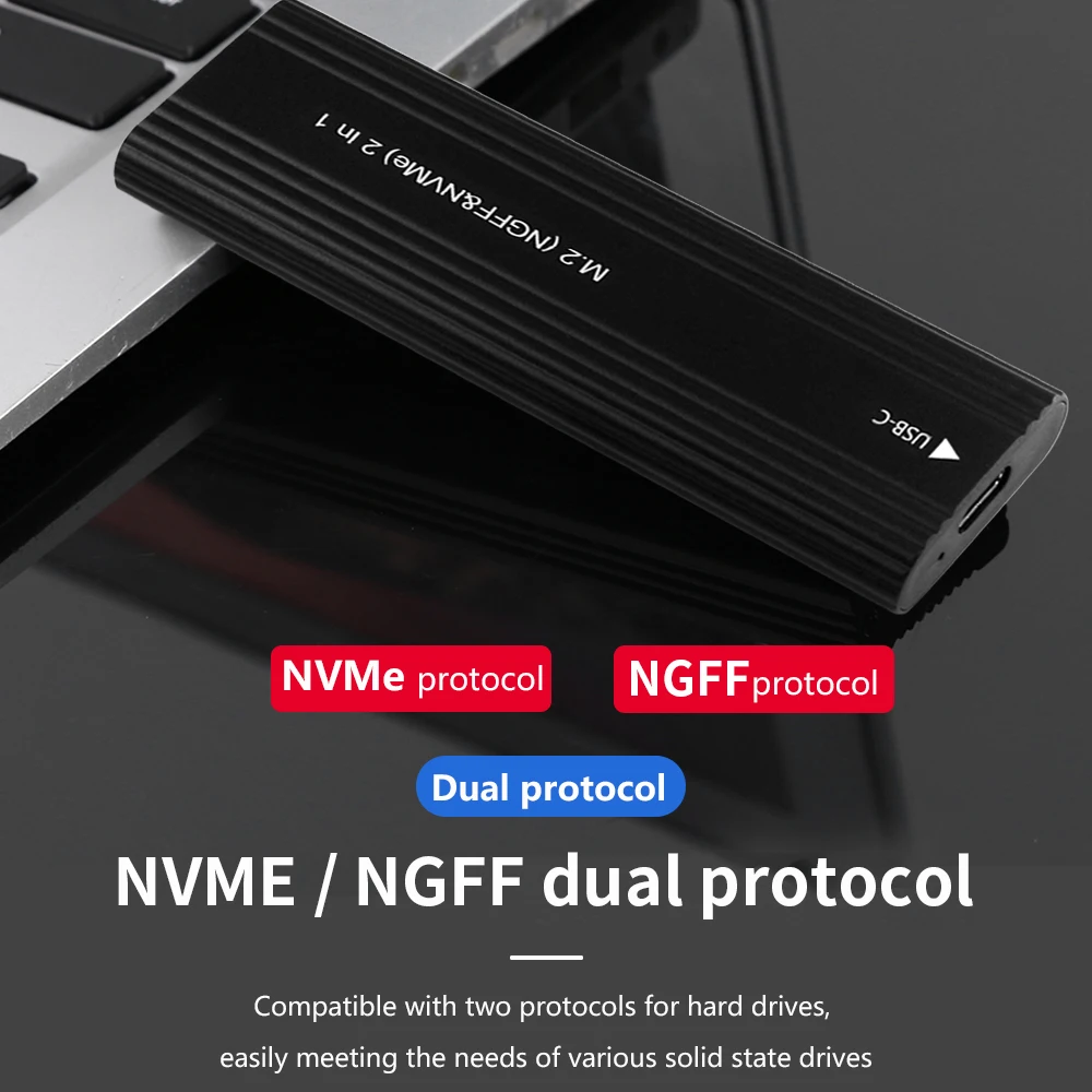 TISHRIC SSD NGFF NVME M.2 External Hard Drive Enclosure Single/Dual Protocol M/B+M Key NVME Sata M2 Hard Disk Case For Gaming