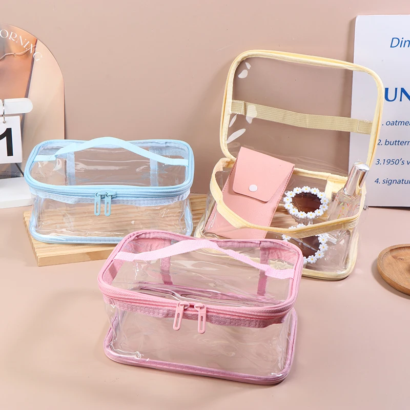 

Transparent PVC Makeup Bag Portable Cosmetic Bag Travel Toiletry Pouch Waterproof Storage Home Wash Kit Case