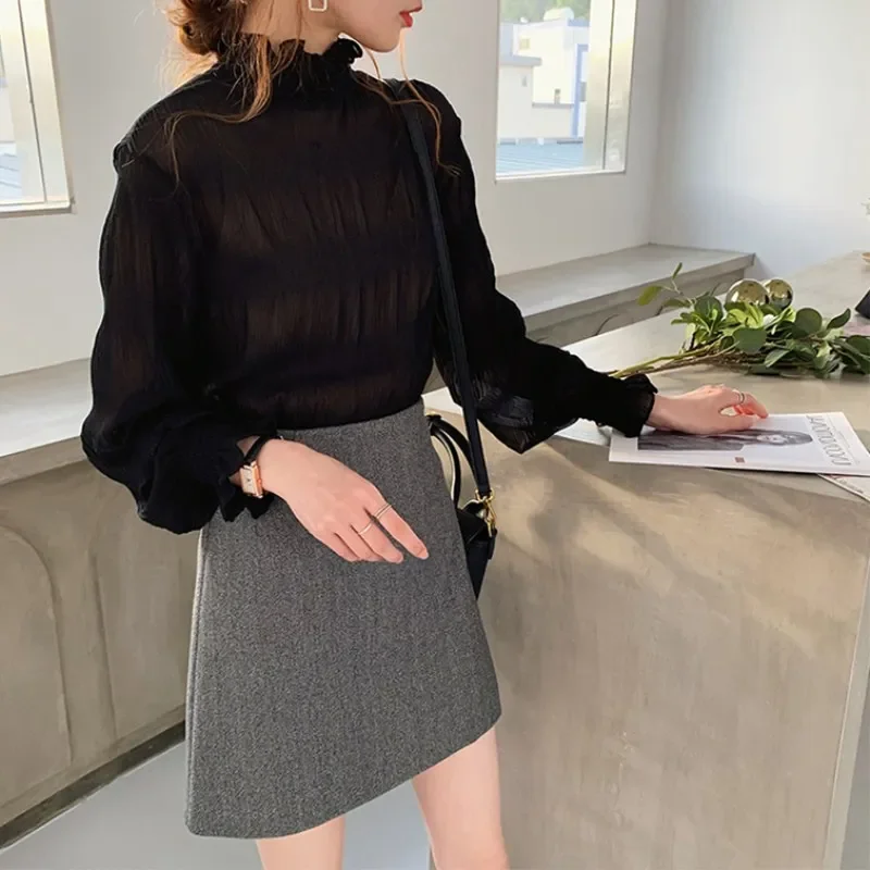 

Chiffon Blouse Women Fairy 2025 New Korean Version Loose Bottom Blusas Y2k Chic Tunics Blouses Femme Summer Ruffles Blusas