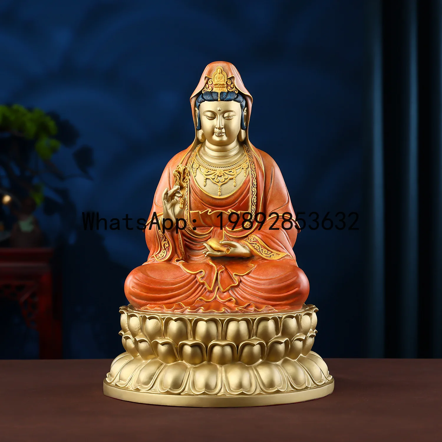 ZZ Guanyin Bodhisattva Sitting Statue Home Living Room Temple Offering Sitting Lotus Guanyin Bronze Statue Interior