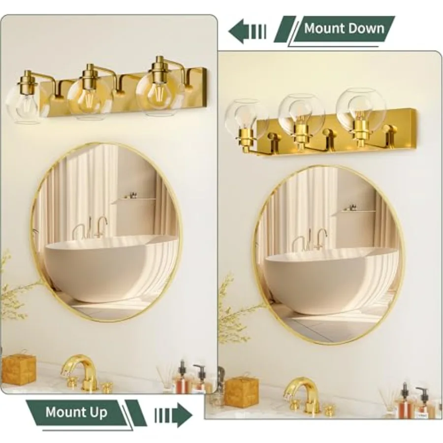 3 Light Bathroom Light Fixtures-Brushed Bathroom Vanity Lights, Modern Vanity Lights Bathroom Lighting Fixtures Over Mirror wit view 6