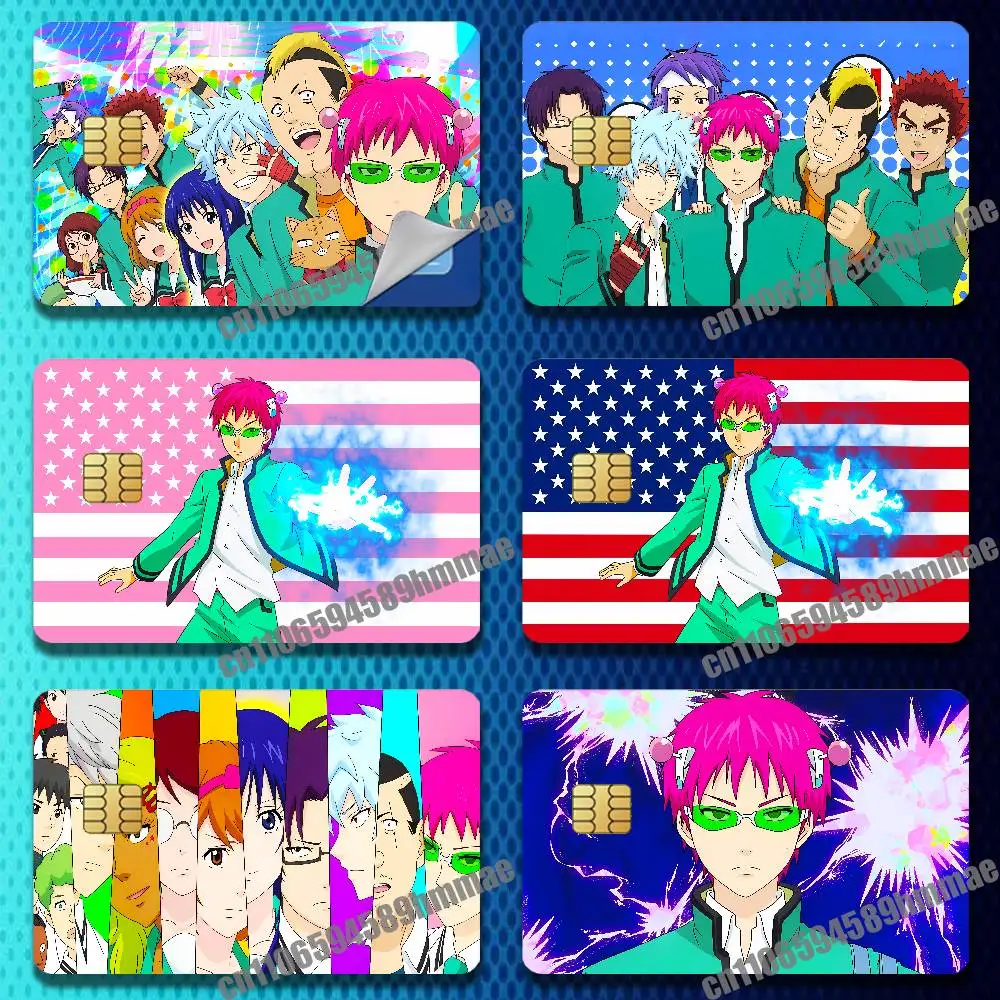 

For D-Disastrous Life S-Saiki K Kusuo Saiki Sticker Paper Skin ID Bank Credit Film Self-adhesive Card Cover Decoration