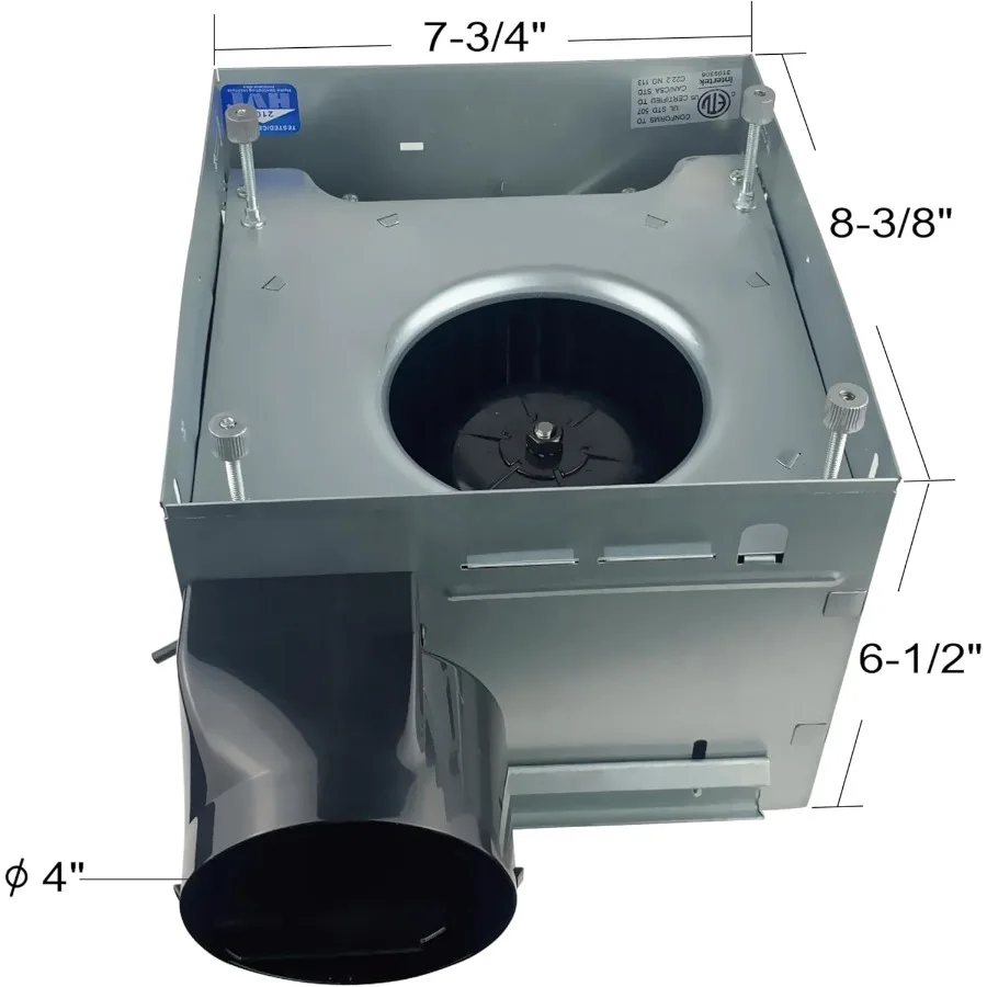 81031 Kingsley ديكور 90 CFM 2.5 Sones مروحة عادم تهوية الحمام مع ضوء أسود غير لامع للحمام الحديث Renovat #3
