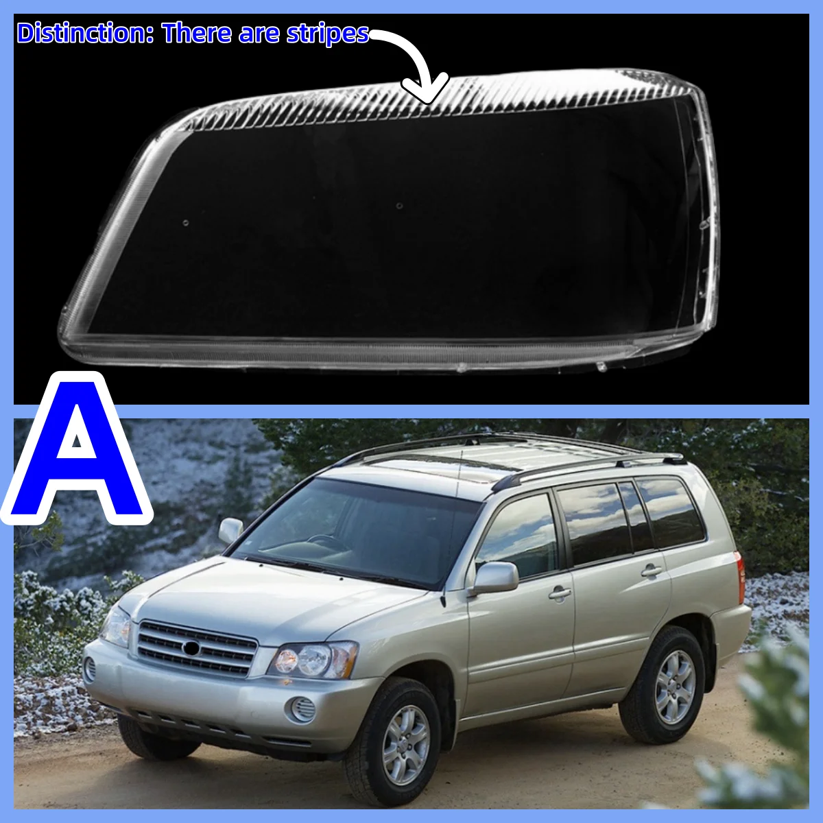 For Toyota Highlander 2001 2002 2003 2004 2005 2006 Headlamp Lens Car Replacement Auto Shell Cover