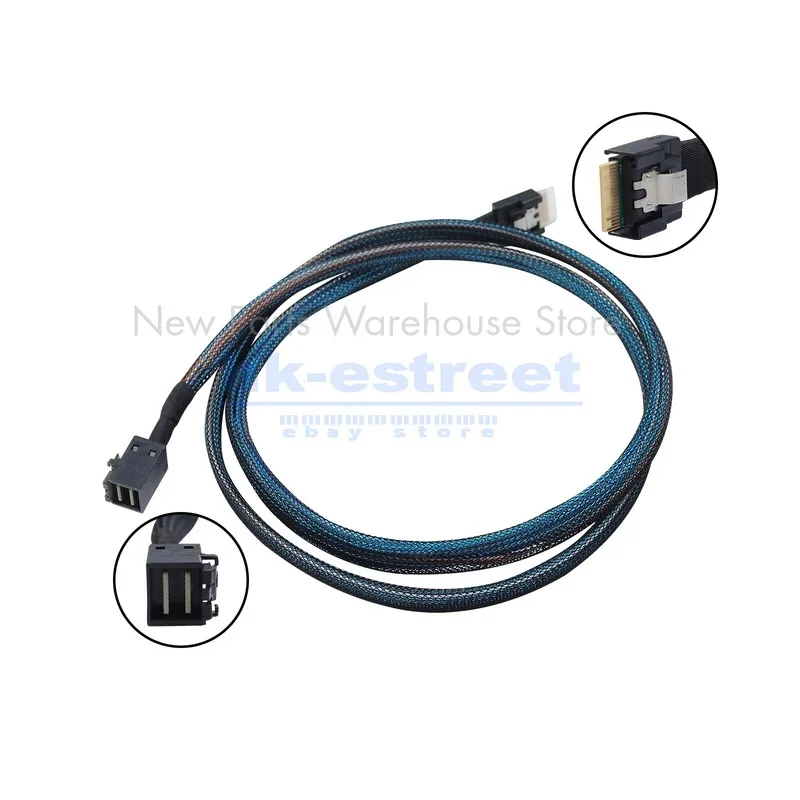 L Slim Line SAS 4.0 SFF-8654 4i 38pin to HD Mini SAS 4i SFF-8643 36pin Cable 100cm