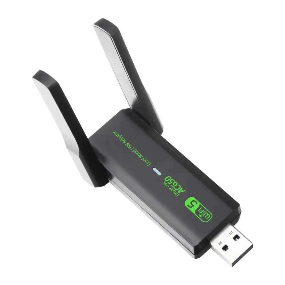 WiFi USB AC650 อะแดปเตอร์ Dual Band ไร้สาย USB2.0 การ์ดเครือข่าย Hot Spot Wi-Fi สําหรับ PC/แล็ปท็อปสําหรับ Win7/10/11 ไดร์เวอร์ฟรี