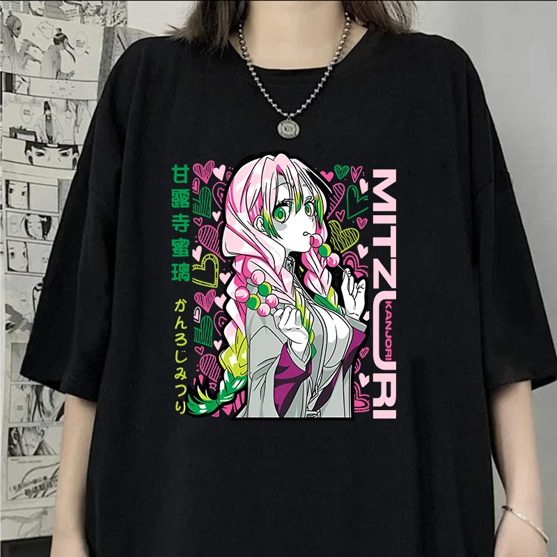 

New Anime Kanroji Mitsuri Graphic Printed T Shirt Cool Short Sleeve Women Men Fashion Streetwear Personality Tees Tops