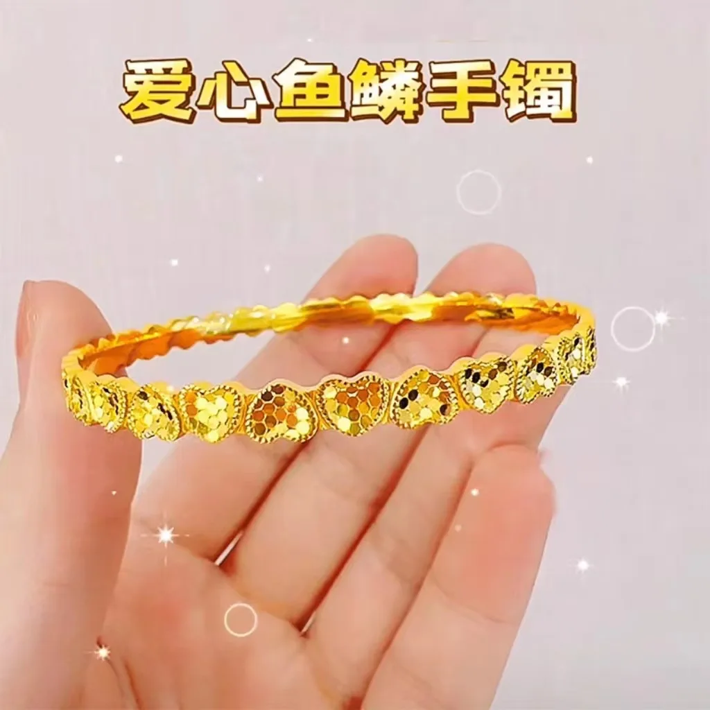 

real gold 9999 24K Gold shop with love attapulgapulgscale bracelet fashion ladies bracelet