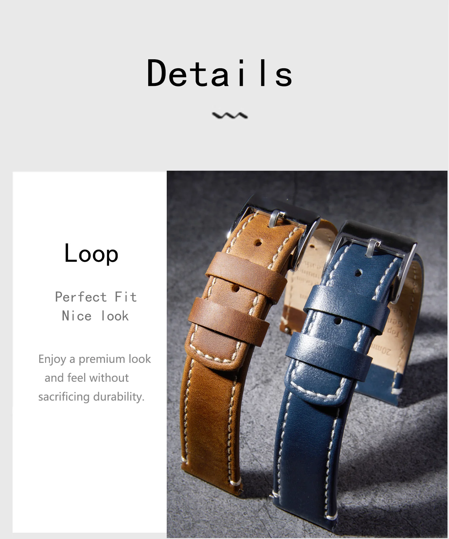 Top Grain Echtleder-Uhrenarmband, Schnellverschluss 20 mm/22 mm Uhrenarmband, passend für Samsung Galaxy Watch, Herren- und Damen-Uhrenarmband – Detail 4