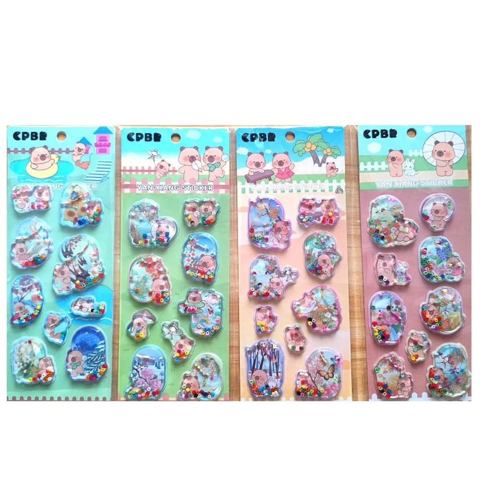 

Cute Kids' 3D Water-Filled Shaker Stickers (4 Pieces) - Reusable Removable Decor Decals BulingBulingStickers Store