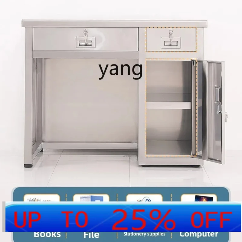 

Lmm thickened 304 stainless steel desk computer desk with drawers household writing desk