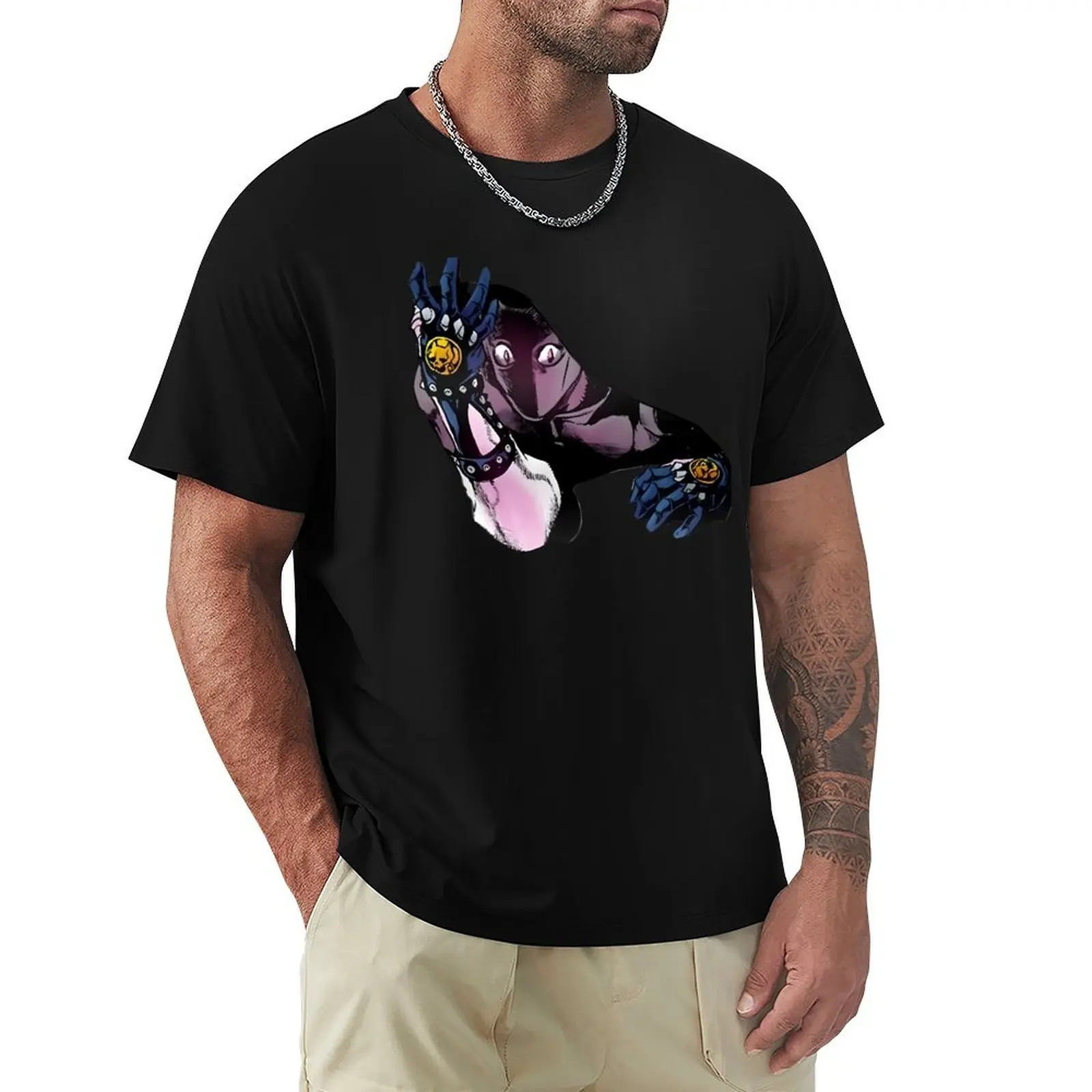 Camiseta básica de manga corta para hombre con estampado de personaje psicópata.