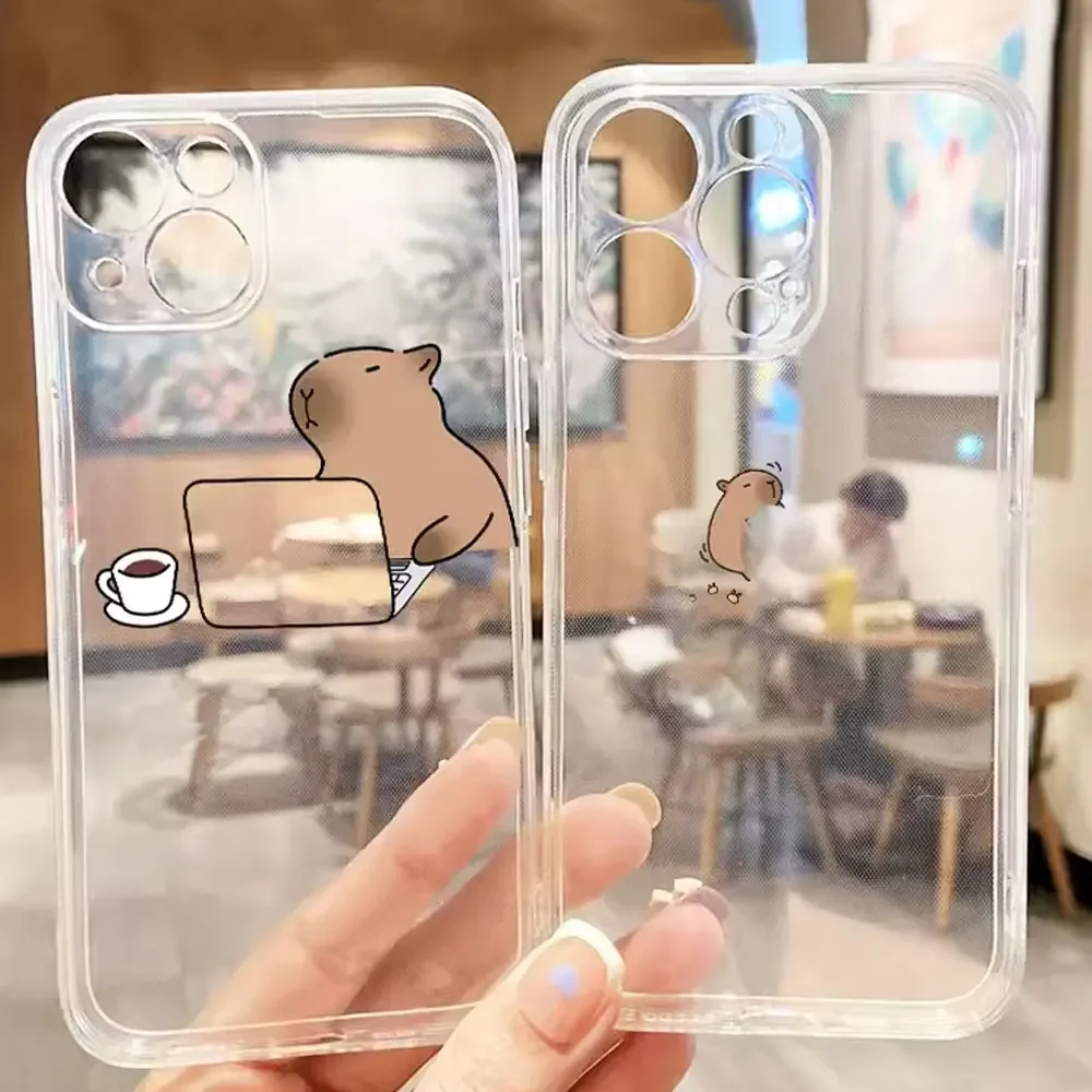 Funda de teléfono con dibujos de animales para IPhone, carcasa transparente para modelos 13, 12, 11, 14, 15 Pro, XS MAX, 7, 8 Plus, Mini, X, XR, SE20