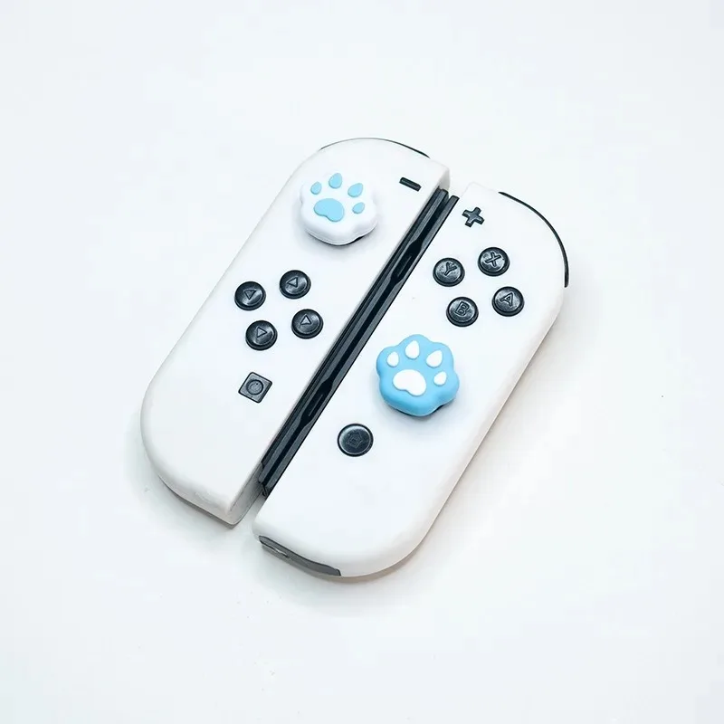4PCS Cat Paw Joystick Cover for Kids Switch Gaming Anti Slip Thumb Grip Cute Silicone Accessories Kit Set Case Holder