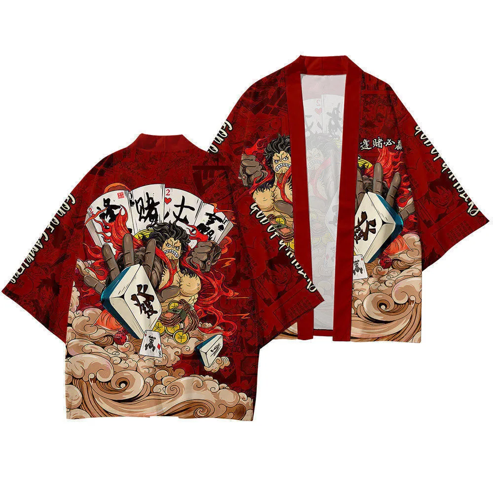 New Summer Ukiyoe Japanese Harajuku Kimono Cape Feather Robe 3D Digital Printed Cardigan