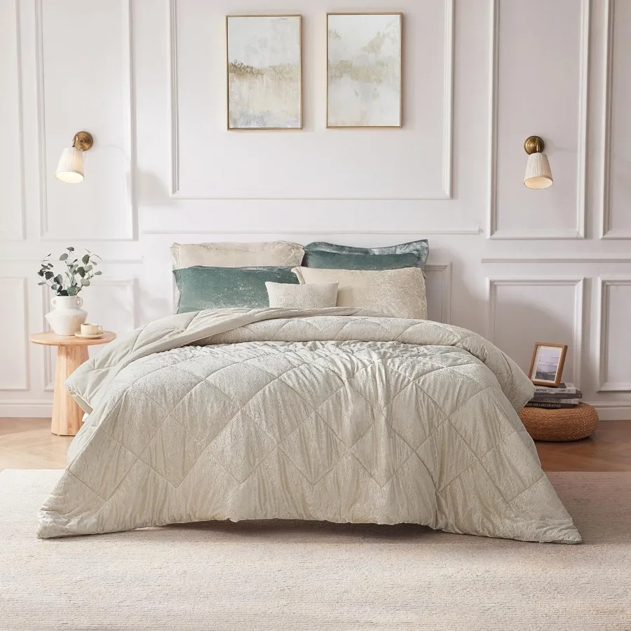 

Постельное белье King, двустороннее всесезонное бархатное одеяло с ромбовидной стеганой микрофиброй, комплект из 4 предметов для кровати King/Cal King