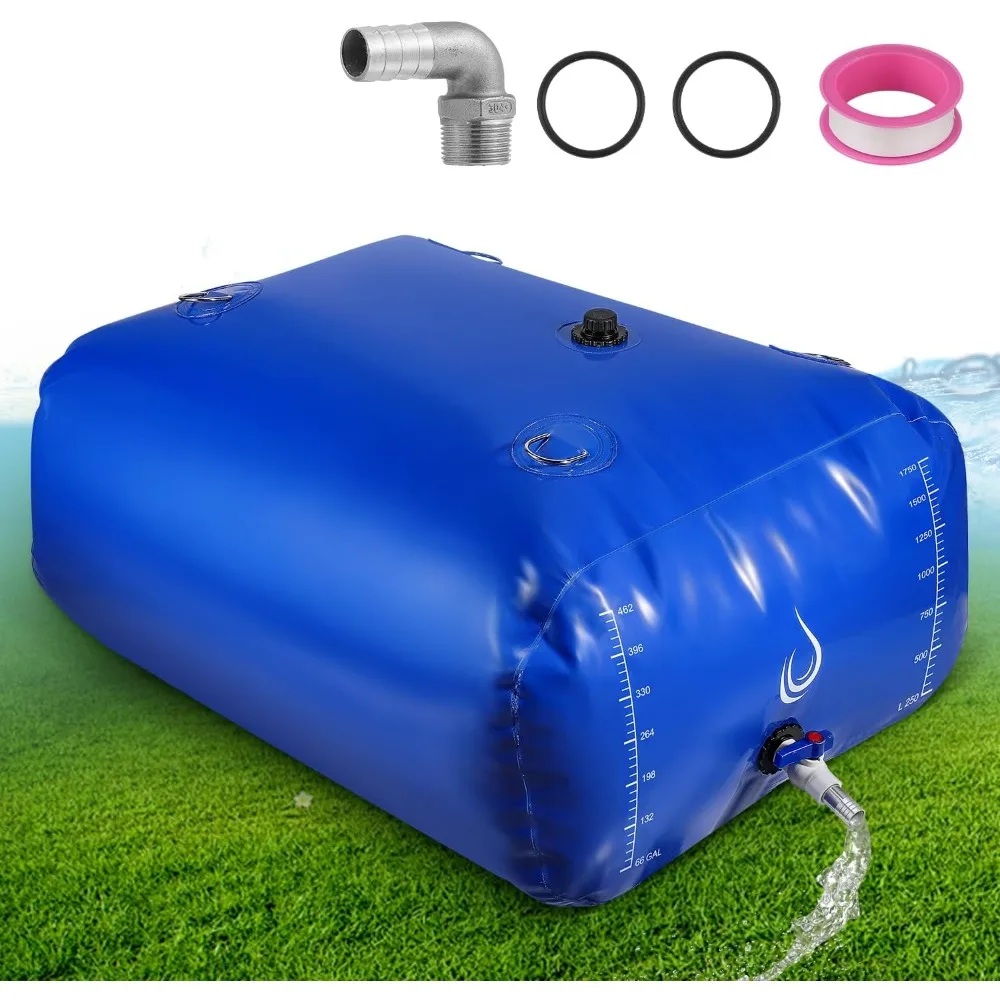 مثانة تخزين المياه المحمولة 528 جالون/2000 لتر، خزان مياه قابل للطي PVC 1000D مع حنفيات ومجموعة تجاوز، تخزين المياه