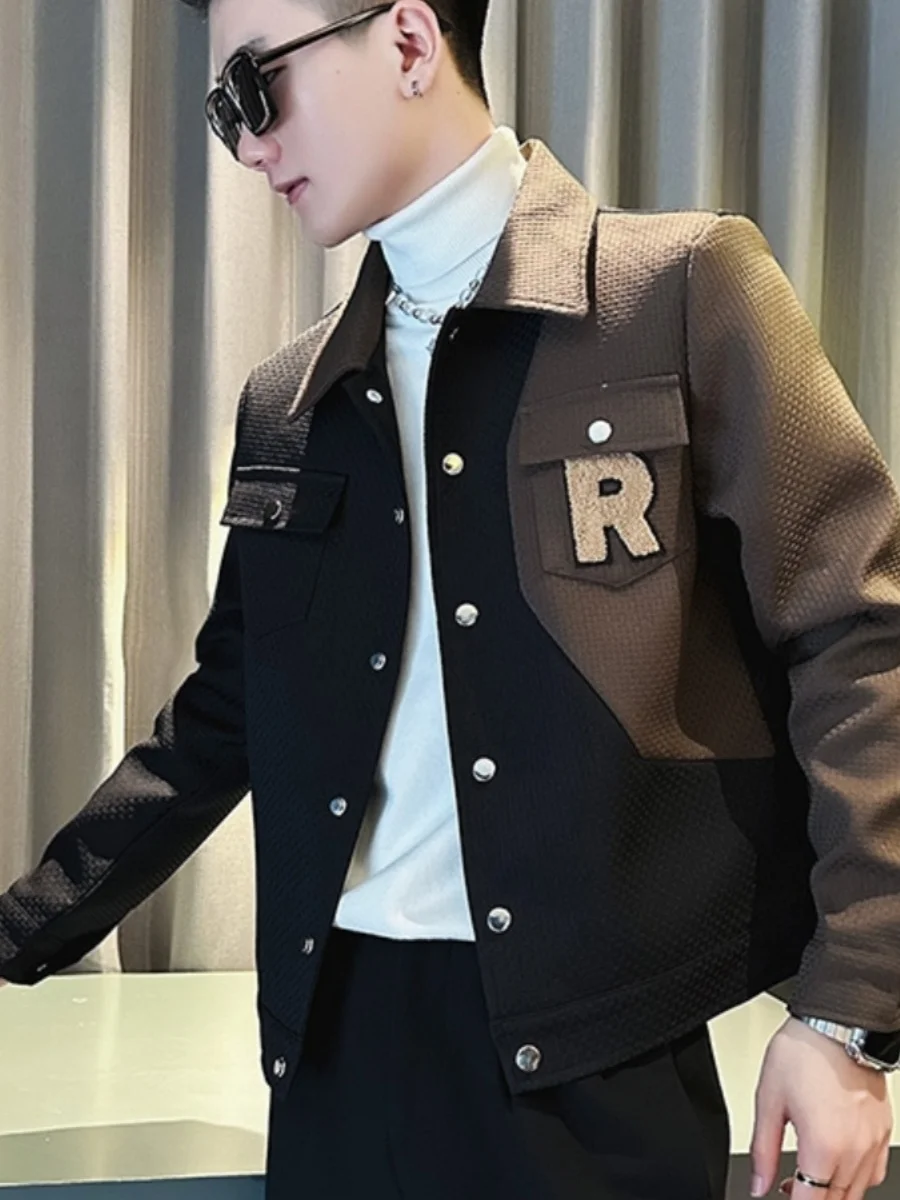 

Мужская куртка с воротником в стиле ретро, пэчворк, весна-осень, новая модель Sle Haome, повседневная универсальная верхняя одежда из полиэфирного волокна