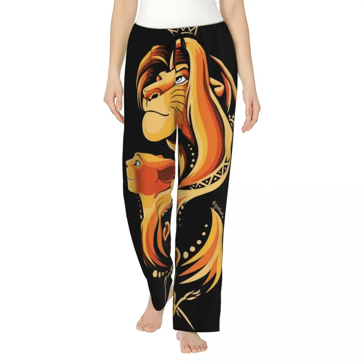 

Custom Animation Cartoon The Lion King Pajama Pants for Women Lounge Sleep Stretch Sleepwear Bottoms with Pockets