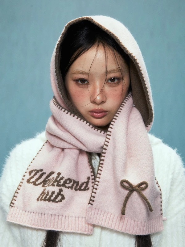 

Japanese sweet and cute Lolita pink scarf women's winter high-end feeling Korean atmosphere scarf soft girl