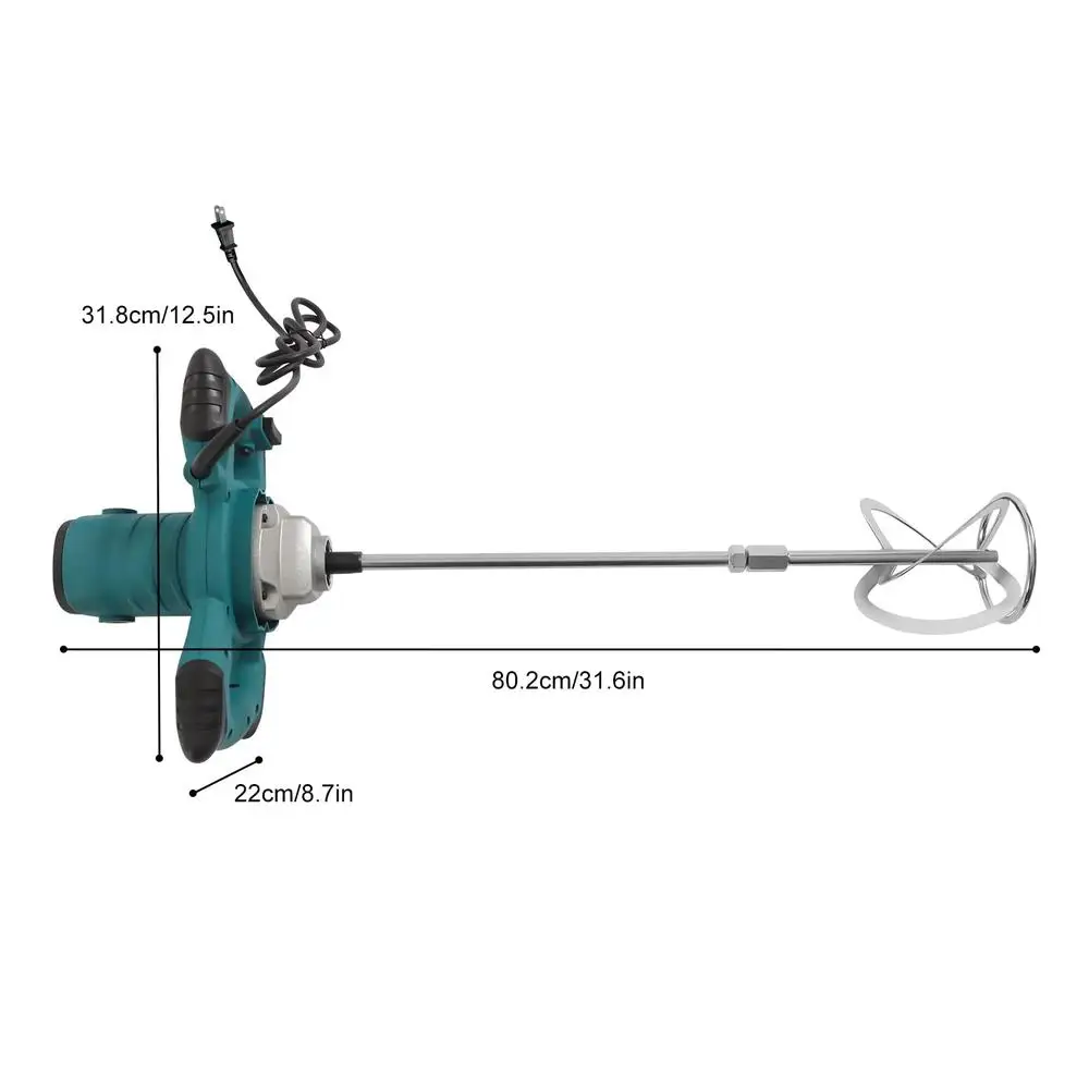 خلاط اسمنت الخرسانة الكهربائية المحمولة 2400 واط 110 فولت 1200 دورة في الدقيقة يده قضيب الجص اثارة خلاط 6 سرعة الحديد المجلفن رئيس سبيكة